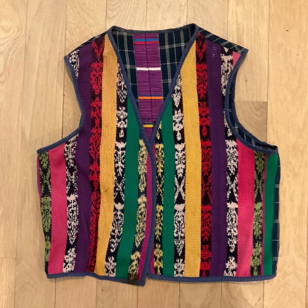 Vintage Guatemalan Colorful Striped Vest